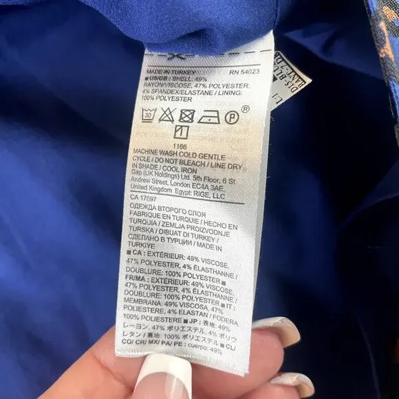 Banana Republic Blue & Black Leopard Print Skirt 4 Button Down Front Pockets - Picture 9 of 9